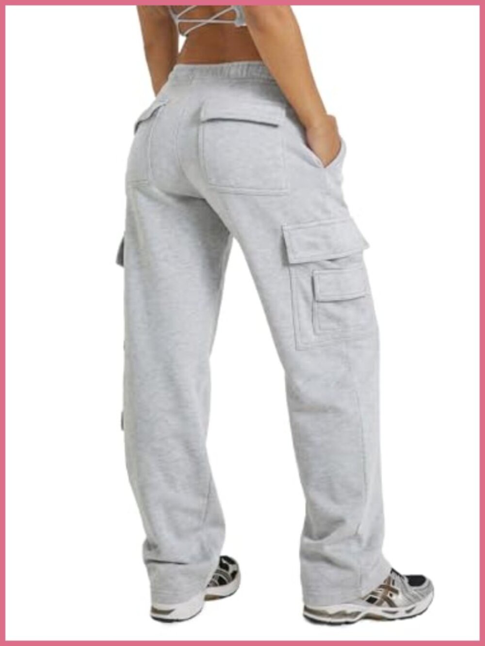 Fleece Cargo Sweatpants Women Wide Leg Baggy Y2K Lounge Workout Pants